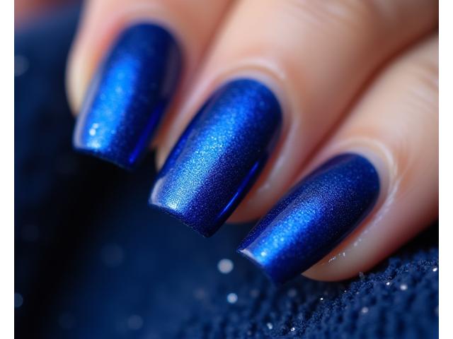 Nail Art Effet Cat-Eye Bleu Saphir