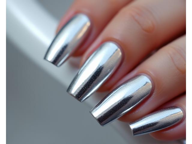 Manucure Effet Chrome Argenté